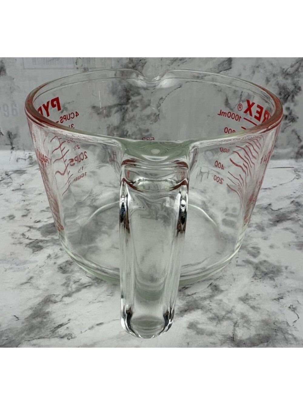 *Vintage Pyrex Measuring Cup Large 1 Liter 4 Cups Red Lettering Kitchen Utensil - Picture 5 of 10